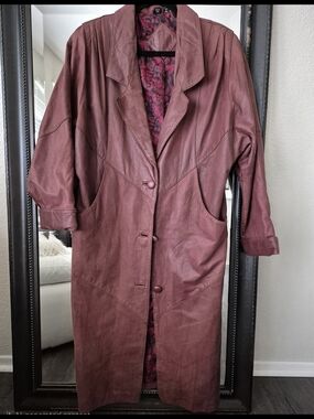 Jacqueline Ferrar Burgundy Leather Long Coat
